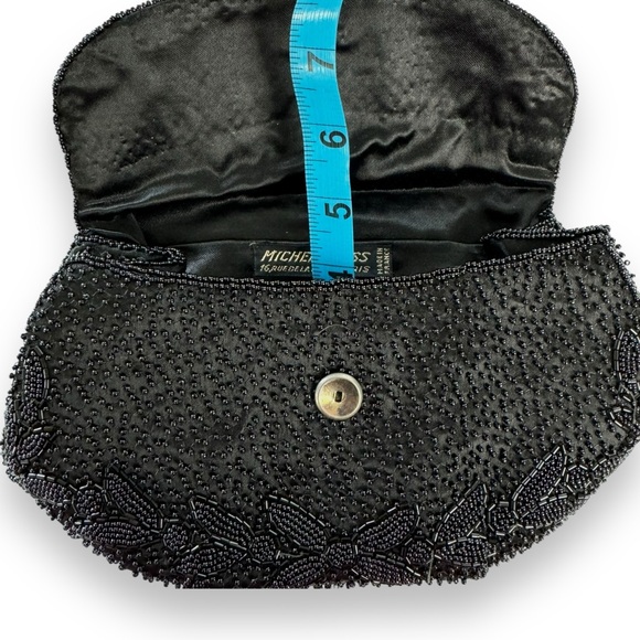 Vintage Michel Swiss Evening Purse Beaded Small Black Clutch Purse Snap Closure - Picture 11 of 11